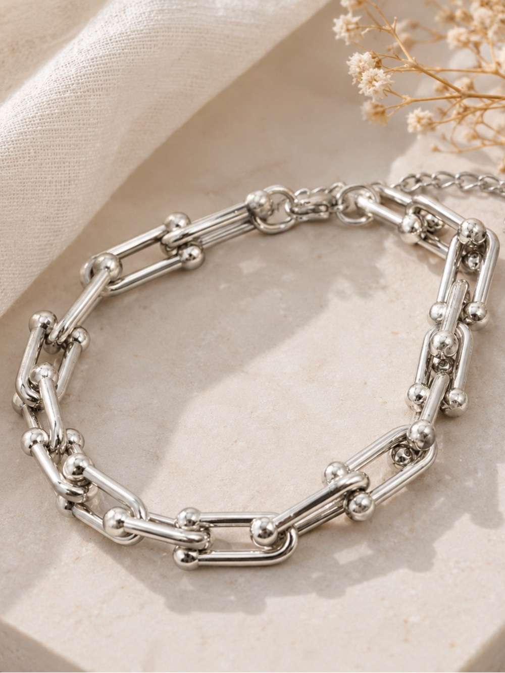 Silver Ball-Link Bracelet - Women Jewelry